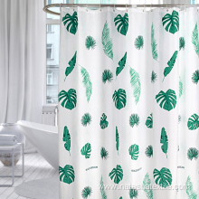 Leave printing water proof polyester shower curtain